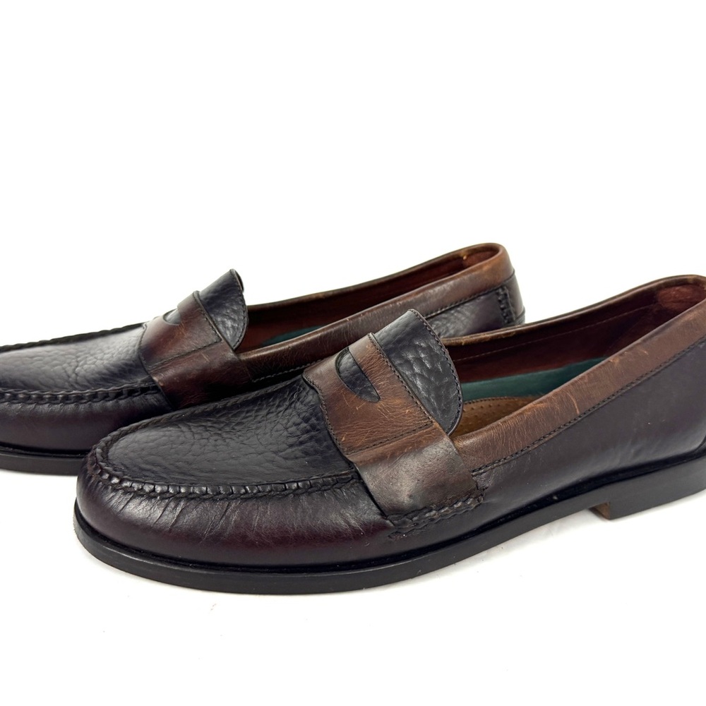 H.S Trask Bozeman Montana Brown & Burgundy Leather Classic Penny Loafers 9.5M